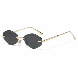 STORY SZ3607 Diseñador de lujo Sin montura UV400 Shades Champagne Lens Cut Edge Gafas de <span class=keywords><strong>sol</strong></span> Vintage Gold Metal Polygon Gafas de <span class=keywords><strong>sol</strong></span> - Product Image 4