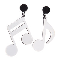 Nouveau bref Punk symbole résine boucles d'oreilles pendantes noir blanc Note de musique acrylique boucles d'oreilles goutte pour les femmes bijoux de fête 2024