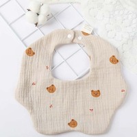 Nouveaux bavoirs pour bébé jetables imprimés en couleur unie 100% coton dentelle 360 degrés imperméables à franges stéréo pour bébé nouveau-né pétales