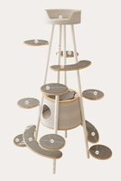 Colonne en acier au carbone multiplateforme réglable avec tissu à gratter, design luxueux, lavable, pour chat, arbre à chat, tour d'escalade, condo intérieur