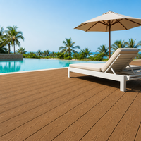Planches de terrasse en WPC antidérapantes et imperméables, planches de terrasse composites creuses co-extrudées avec grain de bois pour jardin, piscine, balcon