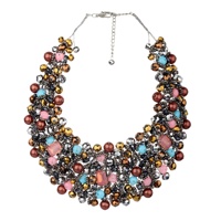 Ensemble collier et boucles d'oreilles vintage bohème pour enfants avec strass et chaîne de perles épaisse pour anniversaire