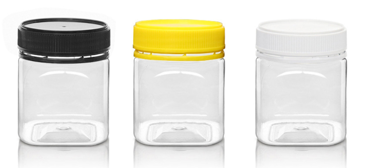 Empty 250g 500g 1000g plastic honey jar container Clear Pet Square jar with tamper evident lid