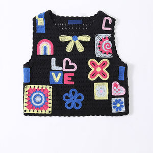 مصنع مخصص جودة عالية اللون الأسود سترة قصيرة للفتاة الصيف مادة الاكريليك - Product Image 1