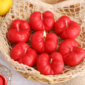 Bougie parfumée artisanale en cire de soja biologique en forme de fruits, créative, orange, citron, tomate, <span class=keywords><strong>fraise</strong></span>, pomme, cadeau Diwali - Product Image 3