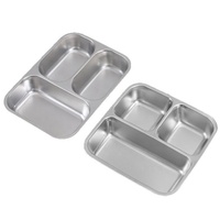 Boîte à bento carrée en acier inoxydable 304 de qualité supérieure, design coréen, 2/3 compartiments, assiettes à dîner divisées, anti-fuite, multi-tailles, réutilisable