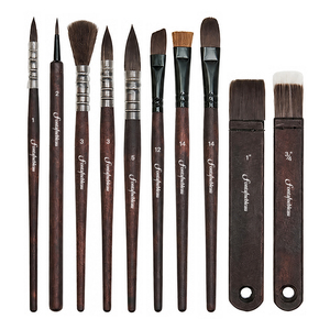 Ensemble de pinceaux professionnels pour peinture acrylique et <span class=keywords><strong>aquarelle</strong></span>, poils synthétiques imitation écureuil, plats, ronds et pointus, en nylon, pour usine - Product Image 2