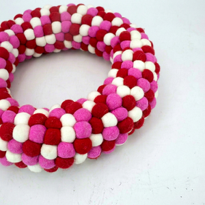 Wholesale Handmade Wool Felt Ball Wreath <b>Spring</b> Summer Pom Pom Garland Home Wall Door <b>Decor</b> Custom Design Yarn Child Non-Toxic - Product Image 2