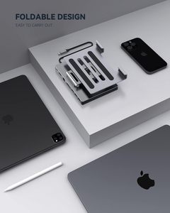 Syong ด็อกกิ้ง ° 9-in-1ที่หมุนได้, 9-in-1ที่เชื่อมต่อกับ RJ45 USB3.0 <span class=keywords><strong>HDMI</strong></span> 3.5mmaudio อะแดปเตอร์มัลติพอร์อะลูมิเนียมพับได้สำหรับ <span class=keywords><strong>iPad</strong></span> - Product Image 6