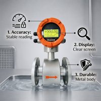 Alat Ukur Aliran Elektromagnetik, Akurasi ±0,5%, Cocok untuk Air Limbah, Lumpur, dan Cairan Kimia, Langsung Dari Produsen