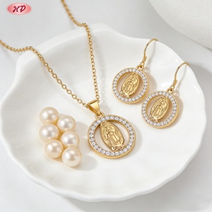 Hengdian Vente en gros de bijoux en zircon plaqué or 18 carats, ensemble de bijoux Vierge Marie, Joyas Doradas, bijoux de mode en gros pour femmes - Product Image 1