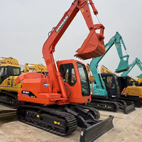 Excavatrice sur chenilles Doosan DH80 d'occasion, mini-pelleuse 8 tonnes d'origine Corée du Sud pour la construction à vendre