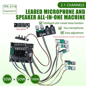ZK-MT21S 50W * 2 + 100W放大器板2.1通道TPA3116D2，带双麦克风回声低音炮输出 - Product Image 2
