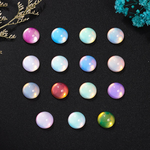 คริสตัลแก้วทรงครึ่งวงกลมก้นแบน สีรุ้ง สำหรับตกแต่งเล็บ งาน DIY เครื่องประดับ ขนาด 10 มม. แบบกลมวิบวับ - Product Image 1