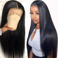 Peluca Larga y Lisa de Cabello Humano Peruano 12A Natural sin Pegamento con Encaje Frontal HD 13*4 para Mujer, Venta al por Mayor
