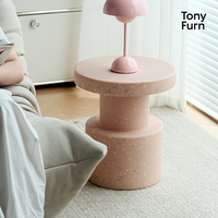 Table basse à bord rond en plastique écologique, design contemporain, légère et multifonctionnelle pour chambre et salon