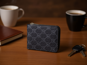 Portafoglio Corto da Uomo con Cerniera Singola, Motivo Vintage, 7 Pollici, in Pelle Sintetica in Microfibra, Idea Regalo - Product Image 2