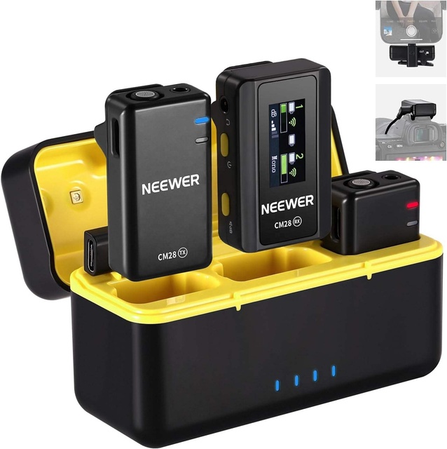CM28 Wireless Lavalier Microphone System with Charging Case Lavalier Lapel Mic In-stock Wholesale