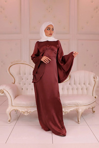 Nuevo Vestido Abaya Musulmán de Satén, Pañuelo Musulmán de Seda <span class=keywords><strong>Medina</strong></span>, Vestido Elegante y Modesto - Product Image 6