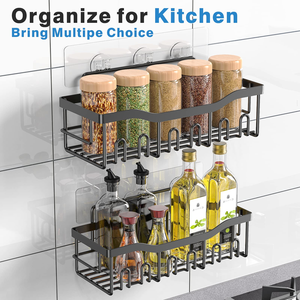 No Drill Wall Mounted Metal Bathroom Shelf Set Adhesive <b>Shower</b> Caddy with Hooks <b>for</b> <b>Shampoo</b> Soap & Toiletries - Product Image 5