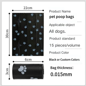 Köpekler için yüksek kalite siyah kaka poşetleri Epi + HDPE + PE suda çözünür rulo kalınlığı Pet um Pet atık torbaları kokulu kaka poşetleri - Product Image 4