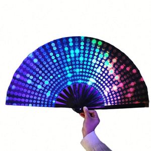 New Rainbow Pattern Custom Printed Folding Clack With Logo Pride <b>Large</b> Rave Hand <b>Fan</b> Bamboo for Festival - Product Image 2