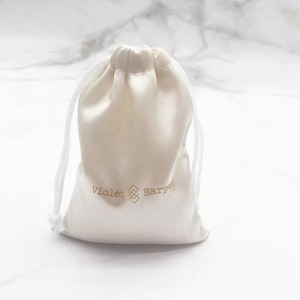 Custom LOGO Luxury White Satin Drawstring Bag Jewelry <b>Watch</b> Gift Eyelashes Packaging Collection Dust Pouch Bag with Rope - Product Image 5