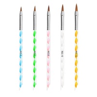 Ensemble de 5 brosses à ongles en nylon et stylos de peinture pour vernis à ongles en gel, outils de manucure de 16 cm pour l'extension des ongles