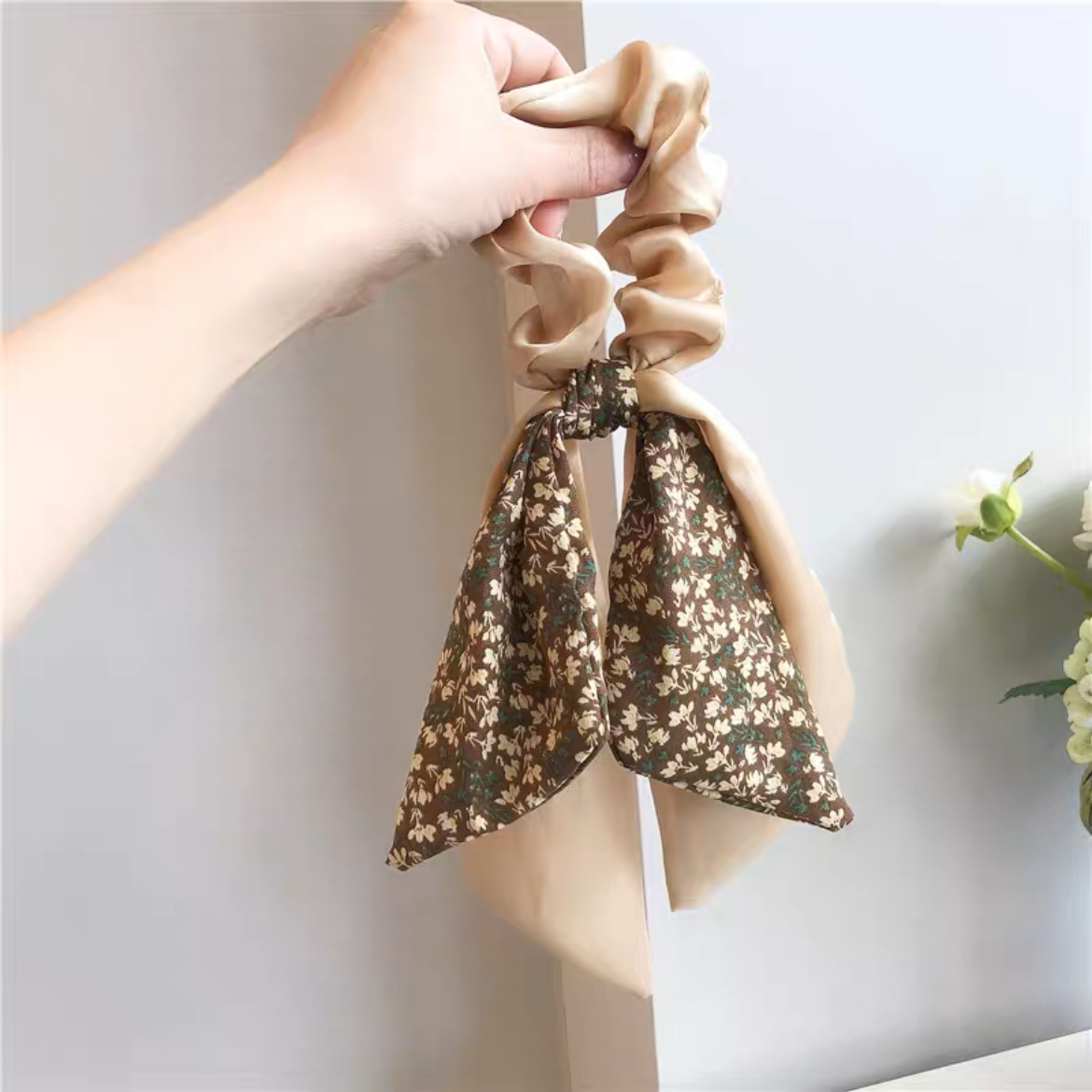 ruban floral abricot