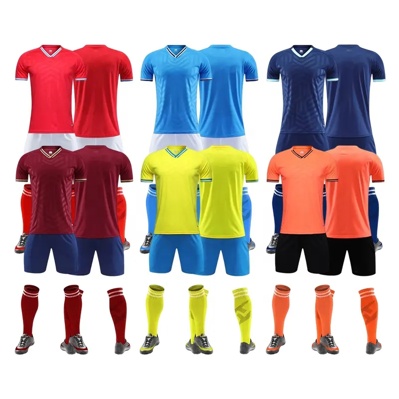 Wholesale Cheap High Quality Green And Yellow Soccer Wear Custom Blank Sport Football Soccer Jersey Blue Yellow