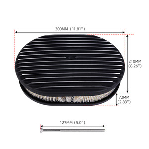 กรองอากาศรูปไข่ขนาด 12 นิ้ว สีเงินดำ พร้อมน็อตสำหรับดัดแปลงรถยนต์ - Product Image 2