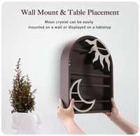 Meilleures ventes : Présentoir en bois en forme de croissant de lune pour cristaux et pierres, à fixation murale ou sur table