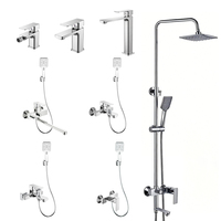 Mitigeur de douche design moderne, robinet de douche mural, système chaud/froid, ensemble de douche gris pour salle de bain