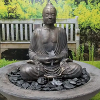BLVE décoratif extérieur métal Zen bouddha fontaine d'eau grandeur nature Bronze jardin bouddha Statues fontaines décor à la maison