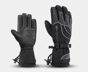 ODM S133定制标志户外冬季触摸屏防水皮革衬里滑雪手套批发滑雪冬季手套