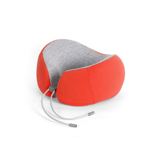 Oreiller de voyage en mousse à mémoire de forme en forme de U pour le soutien du cou, rouge, gris, polyester, usage adulte - Product Image 1