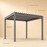 Pergola bioclimatique entièrement rétractable en aluminium, gazebo à toit à lames orientables avec auvent imperméable pour jardin et terrasse