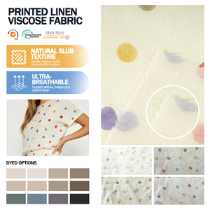 Tissu en lin et viscose imprimé de qualité supérieure, mélange pour impression numérique, tissu personnalisé pour vêtements en lin, idéal pour les robes - Product Image 1