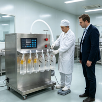 Machine de remplissage semi-automatique réglable de haute précision pour sachets souples à bec verseur en acier inoxydable pour boissons