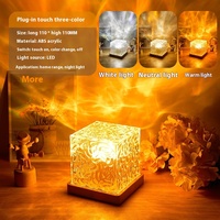 Moderna lampada da tavolo in cristallo ricaricabile che cambia colore con funzione quadrata cubo di Rubik luce notturna decorativa per camera da letto