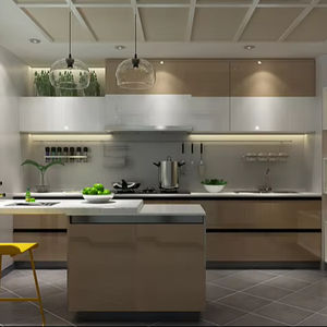 BAINENG - Juego de Muebles de Cocina Modernos con Acabado Brillante, Diseño Gratuito por 48 Horas, Muebles de Cocina Completos de Acero Inoxidable - Product Image 1