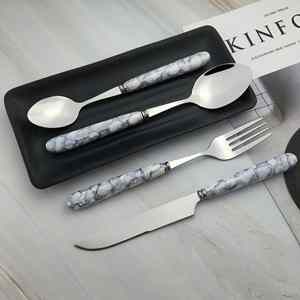 Ensemble de couverts en acier inoxydable avec manche en céramique, 4 pièces, pour hôtel, restaurant, mariage - Product Image 3