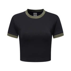 TANKTKANCamiseta Lisa a juego de colores Y2K de verano personalizada de alta calidad Camiseta corta de color retro elástica Camiseta corta de manga corta para mujer - Product Image 6