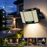 Lampu Sorot Tenaga Surya Luar Ruangan Sensor Gerak Kontrol Jarak Jauh IP65 Tahan Air 4100K Putih Netral Dapat Diredupkan Penerangan Taman Garasi Gerbang
