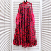 Nouvelle Robe Longue Décontractée Femme Printemps Été, Manches Chauve-Souris Amples, Imprimé Fleurs et Plumes, Style Urbain Vintage