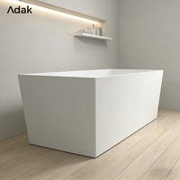 Baignoire autoportante rectangulaire moderne en surface solide, avec robinet et drain inclus, pour appartement et hôtel – Fournisseur Adak