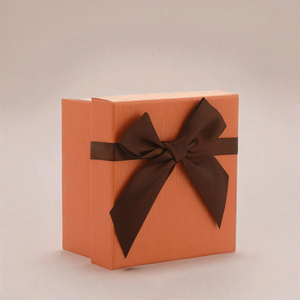 Caja de Regalo Naranja con Lazo Marrón, Caja de Embalaje de Joyería de Cartón Rígido para Collar, Pendientes y Anillo - Product Image 3