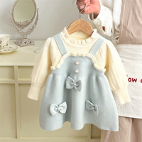 Robe en tricot pour filles, style automne-hiver, nouvelle collection, robe de princesse formelle rouge avec décoration en dentelle, style mignon