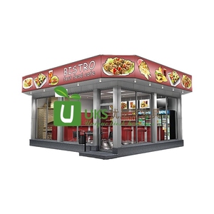 Comptoir <span class=keywords><strong>d</strong></span>'exposition en forme de L rouge personnalisé pour les magasins de restauration rapide, meubles en acier inoxydable pour les magasins de nourriture, design de <span class=keywords><strong>magasin</strong></span> de restauration - Product Image 1