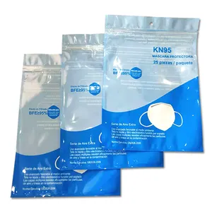 Customized Plastic N95 N94 KN95 KF94 Disposable Medical Cover Packaging Zipper Bags With Tear Notch